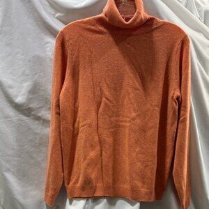 Lands' End Turtleneck  in Orange marbled long sleeve 100 % cashmere sweater